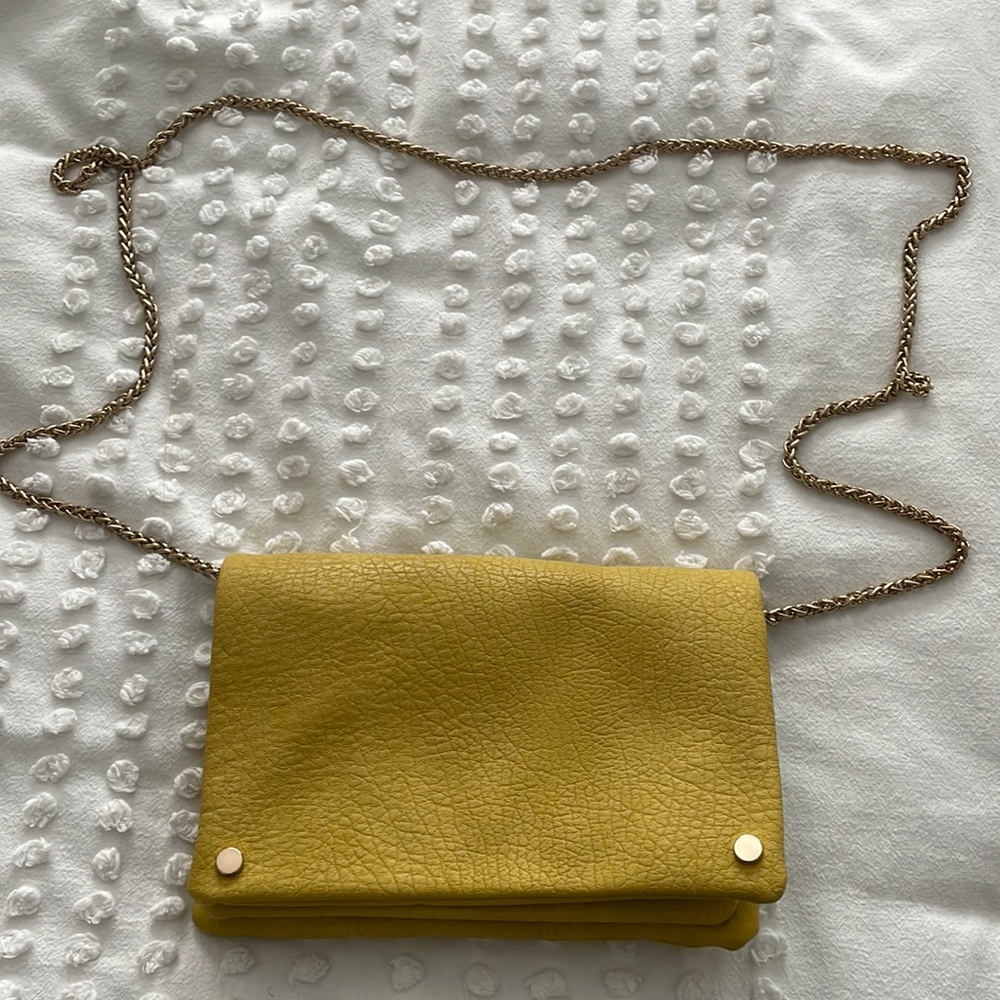 Mustard Yellow gold chain crossbody bag from Nordstrom